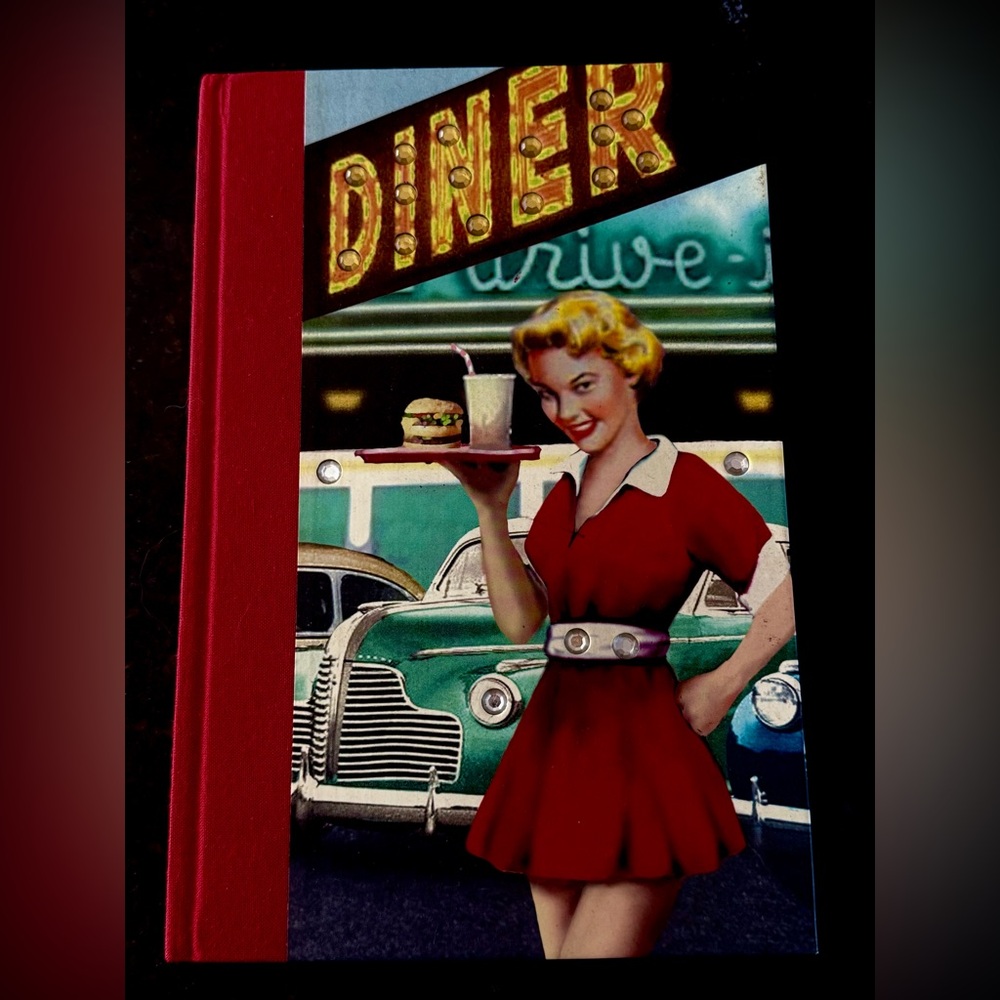 Vintage Retro Diner Themed Notebook with Red Cover